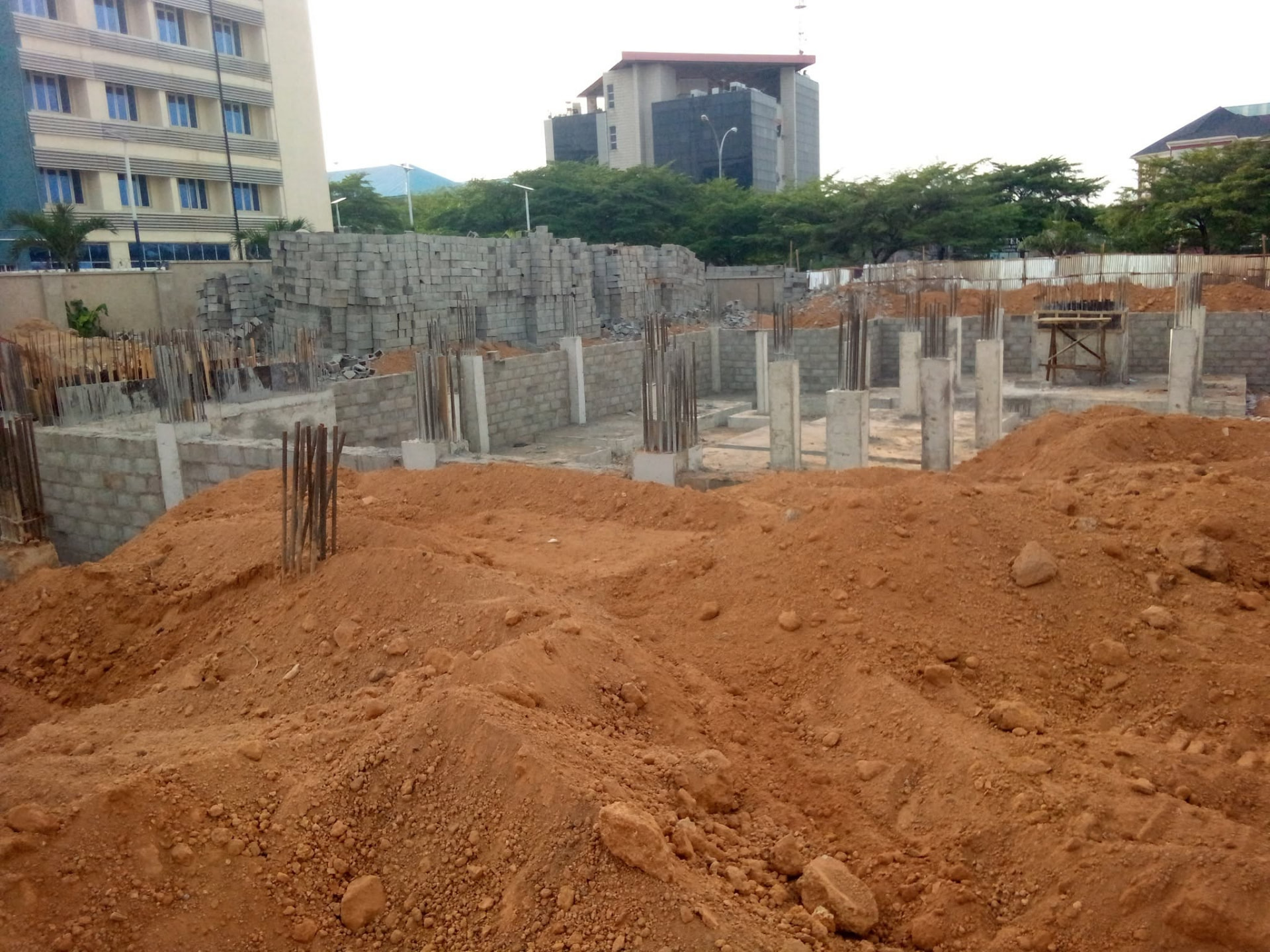 Blockwork and columns progressing on a development